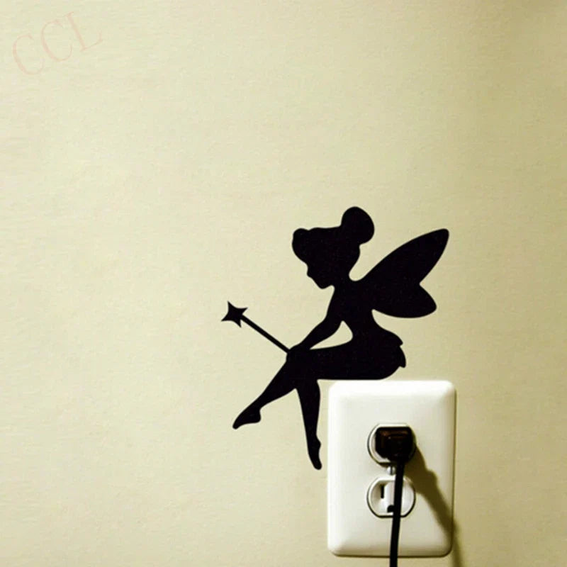 Mini Fairy Vinyl Decal | Fairy Bell Silhouette Wall Sticker for Kids Room Decor