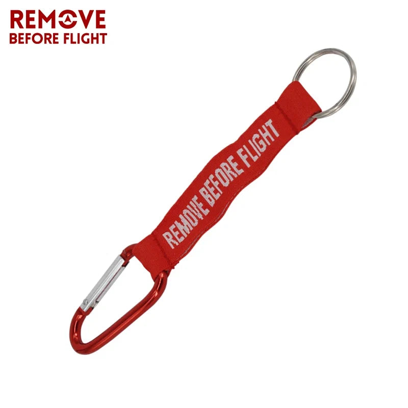 Remove Before Flight 3-Piece Red Keychain Set | Aviation Tag Key Ring for Car and Luggage