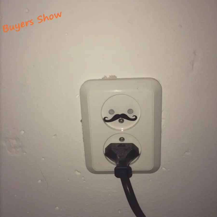 Funny Light Switch Stickers | 12 Pack Mustache Outlet Decals