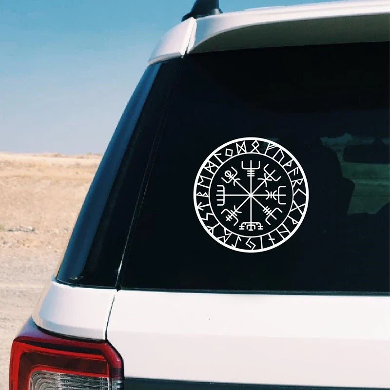 Viking Protection Runes Vegvisir Compass Talisman Red Vinyl Decal | Car and Laptop Decorative Sticker