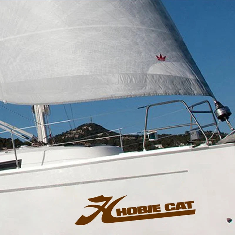 Set of 2 Hobie Cat Sailing Boat Decals | Removable Vinyl Stickers for Racing Sport and Beach Boat Decoration