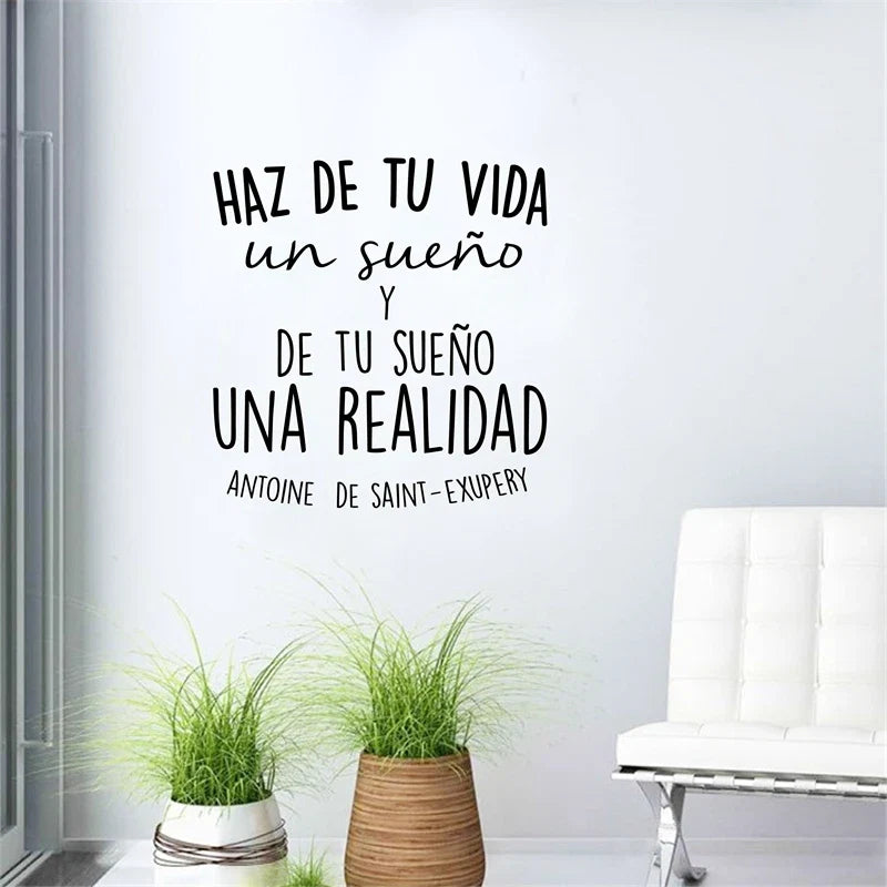 Spanish Inspirational Quotes Vinyl Wall Sticker | Haz de tu vida un sueño Wall Decal