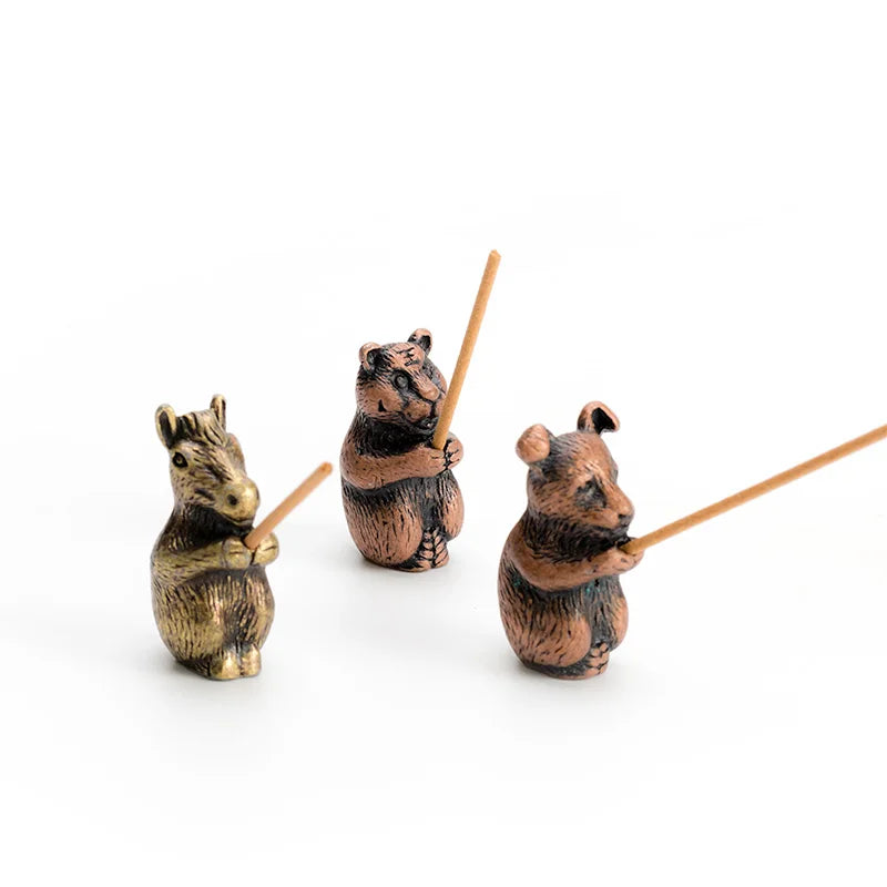 PINNY Metal Chinese Zodiac Incense Holder | Mini 12 Animals Stick Incense Base
