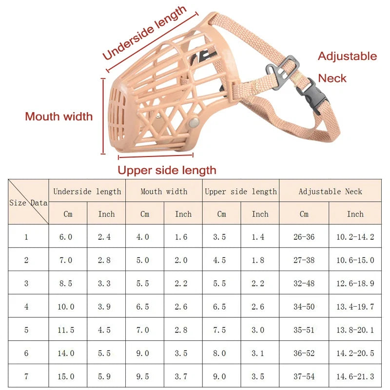 Adjustable Dog Muzzle for Small Medium Large Dogs | Safety Breathable Pet Mouth Mask