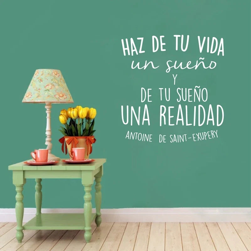 Spanish Inspirational Quotes Vinyl Wall Sticker | Haz de tu vida un sueño Wall Decal