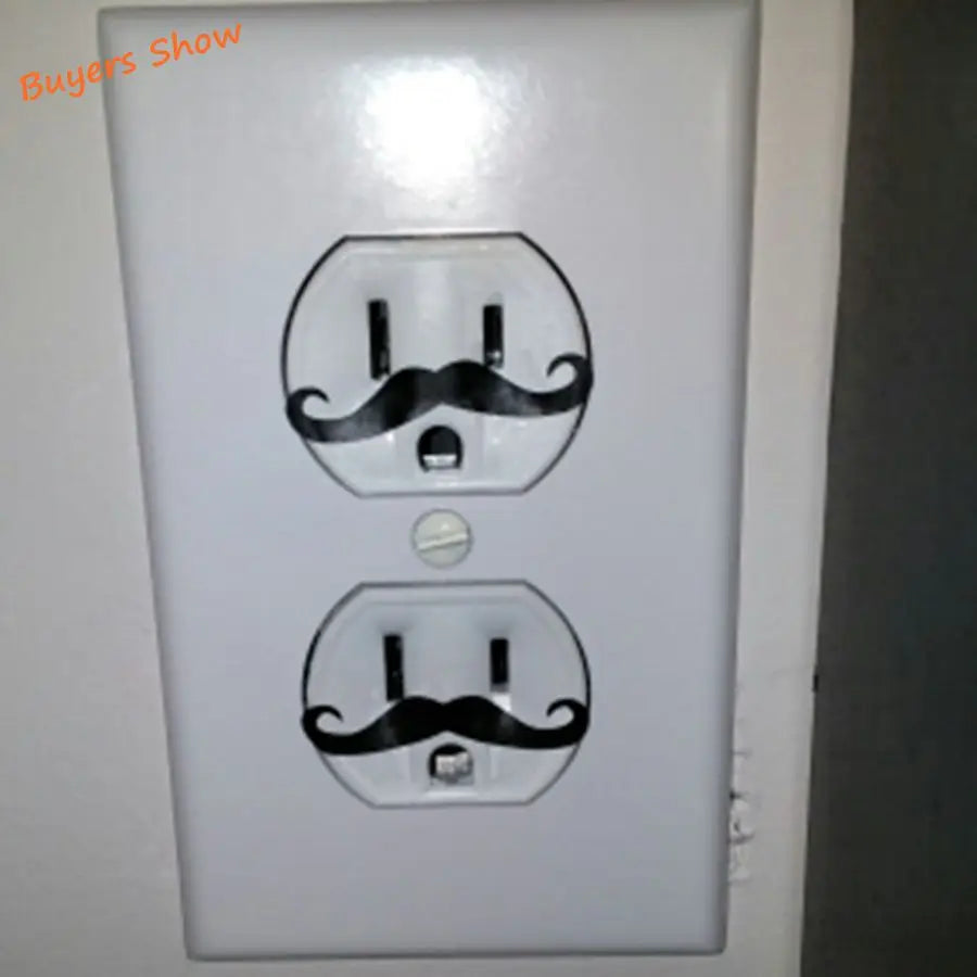 Funny Light Switch Stickers | 12 Pack Mustache Outlet Decals
