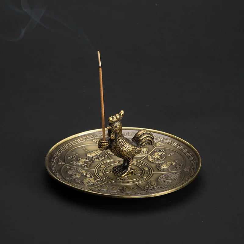 PINNY Metal Chinese Zodiac Incense Holder | Mini 12 Animals Stick Incense Base