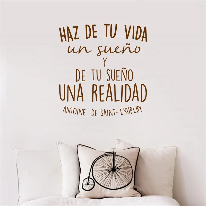 Spanish Inspirational Quotes Vinyl Wall Sticker | Haz de tu vida un sueño Wall Decal