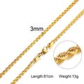 Stainless Steel Rope Chain Necklace | Gold Twisted Wave Link Choker