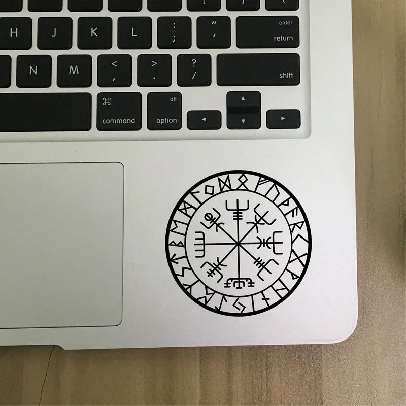 Viking Protection Runes Vegvisir Compass Talisman Red Vinyl Decal | Car and Laptop Decorative Sticker