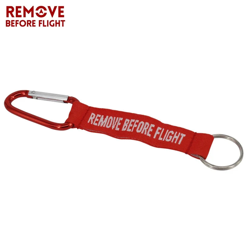 Remove Before Flight 3-Piece Red Keychain Set | Aviation Tag Key Ring for Car and Luggage