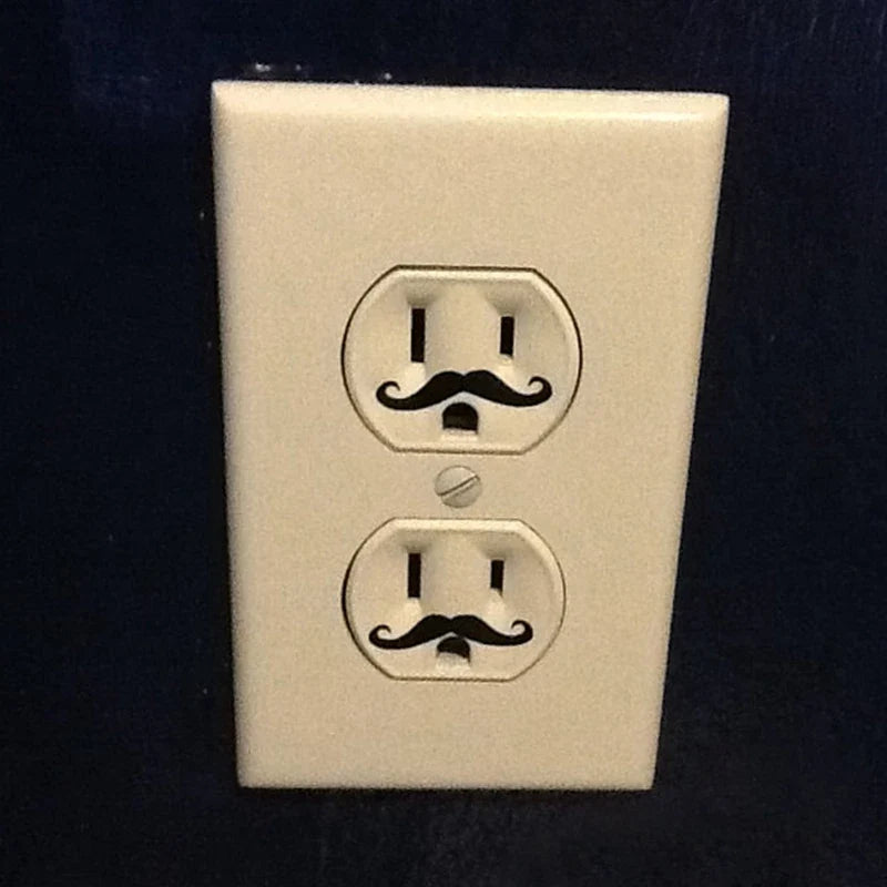 Funny Light Switch Stickers | 12 Pack Mustache Outlet Decals