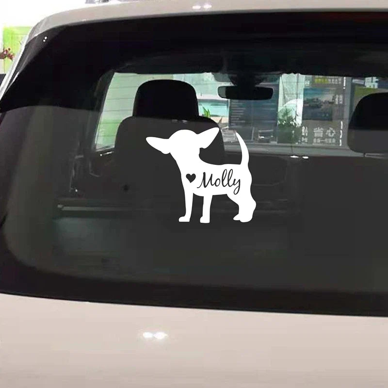 Custom Chihuahua Dog Name Decal | Personalized Vinyl Sticker for Car Window Laptop