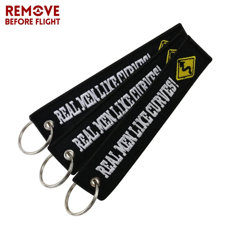 Motorcycle Keychain with Embroidery | Real Men Like Curves Keyring