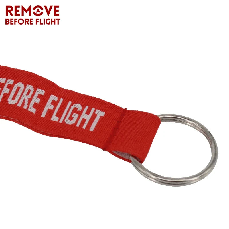 Remove Before Flight 3-Piece Red Keychain Set | Aviation Tag Key Ring for Car and Luggage