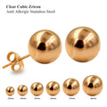 Stainless Steel Ball Stud Earrings Set 6 Pairs | Minimalist Round Clip Earrings for Women Girls