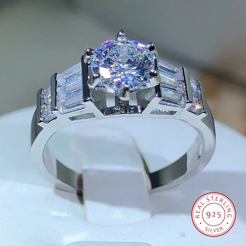 925 Sterling Silver Zircon Engagement Ring | Classic Cocktail Jewelry for Women