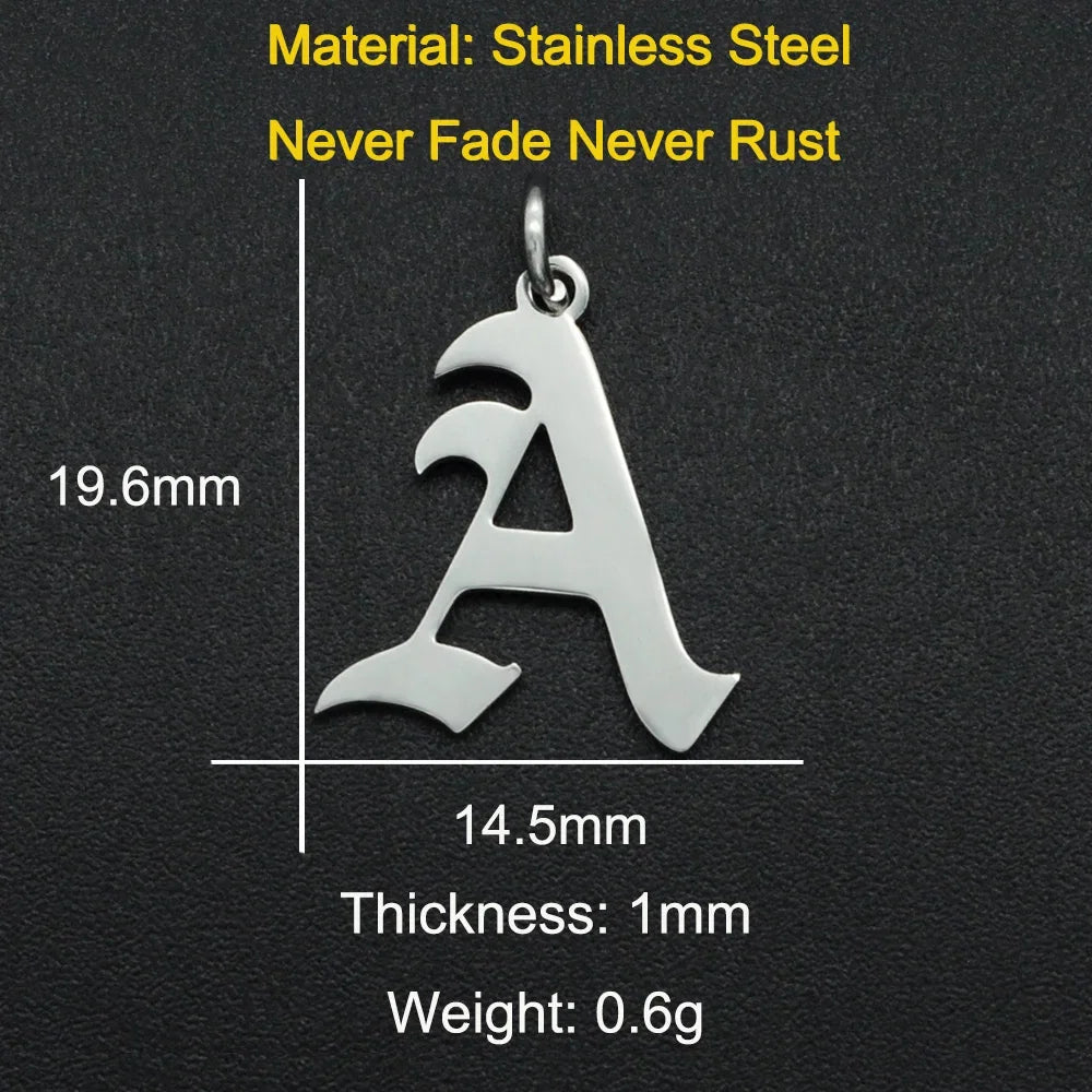 316 Stainless Steel Old English Letter Charms | DIY Alphabet Jewelry Findings for Bracelets and Necklaces