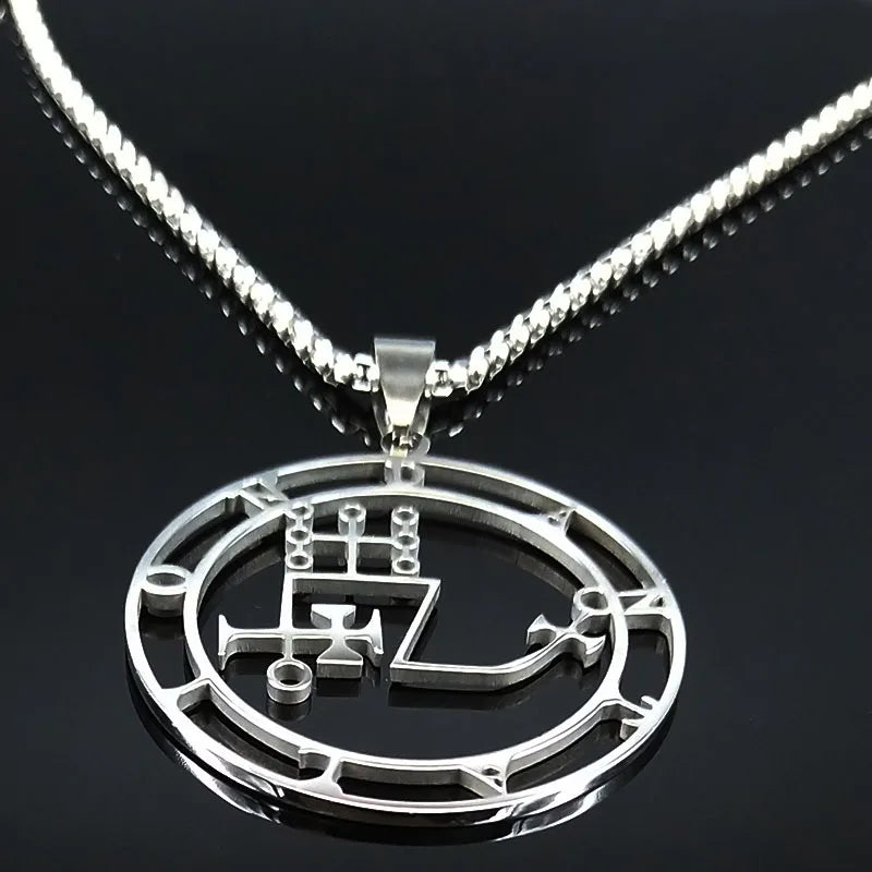 Dantalion Seal Stainless Steel Necklace | Silver Sigil Pendant Jewelry