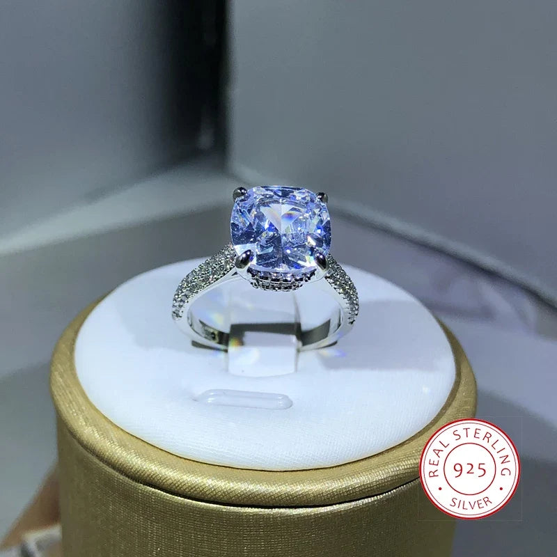 925 Silver Cubic Zirconia Square Ring | Women's Sterling Silver Wedding Jewelry