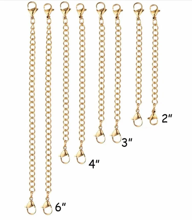 10pcs Stainless Steel Extender Chains for Necklace Bracelet | Adjustable Lobster Clasp Extension Links Set