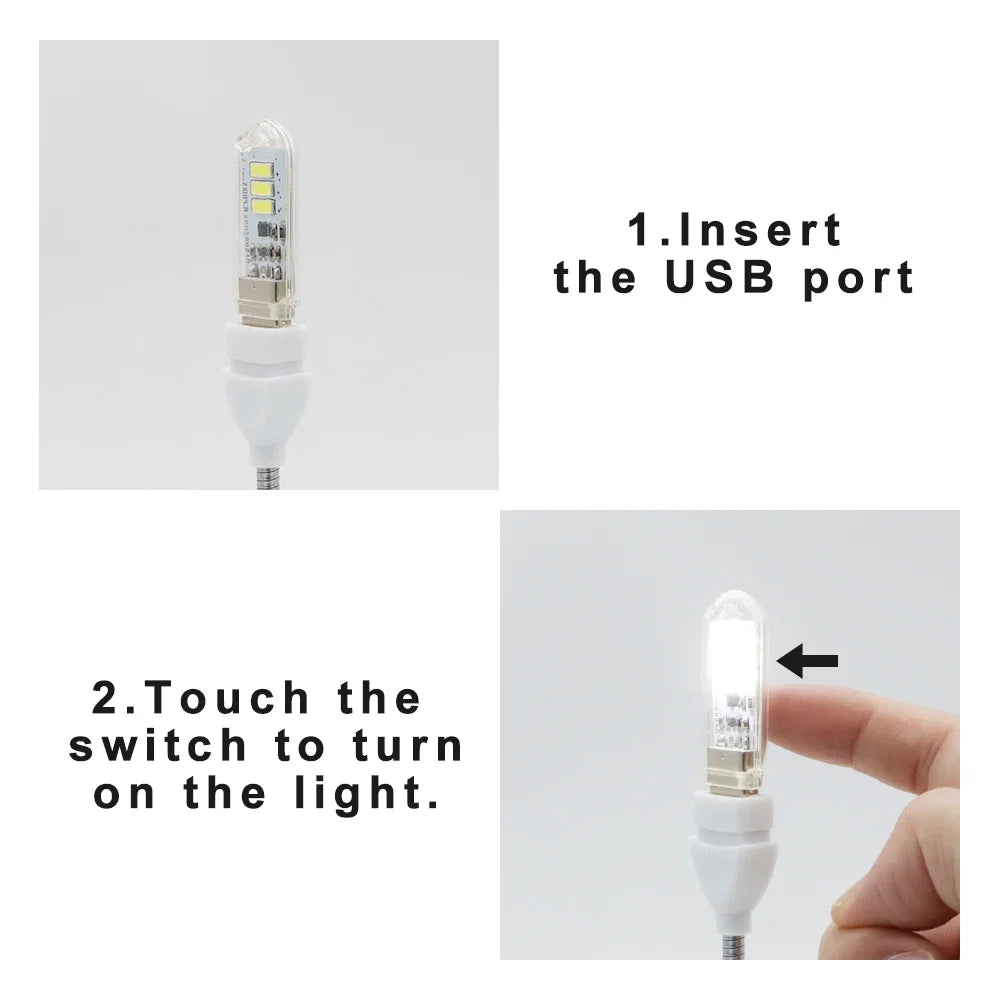 Portable USB LED Book Light | Touch Switch Reading Lamp