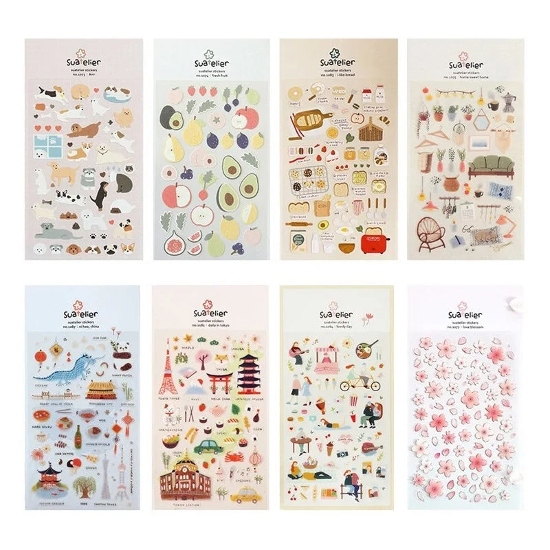 Cute Cartoon Decorative Stickers Set | PVC Scrapbooking Stickers