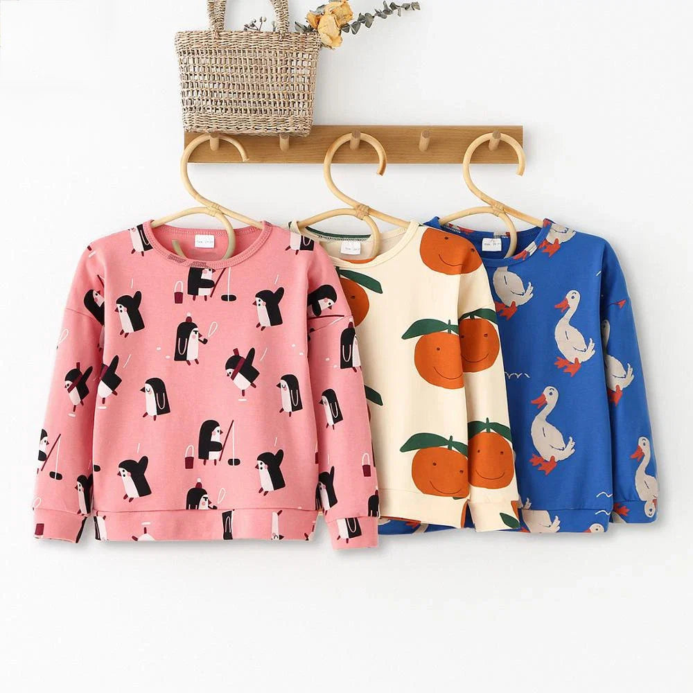 Kids Cotton Sweatshirt | Unisex Cartoon Top for Toddlers