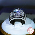 925 Sterling Silver AAA White Zircon Engagement Ring | Classic Cocktail Ring for Women and Men