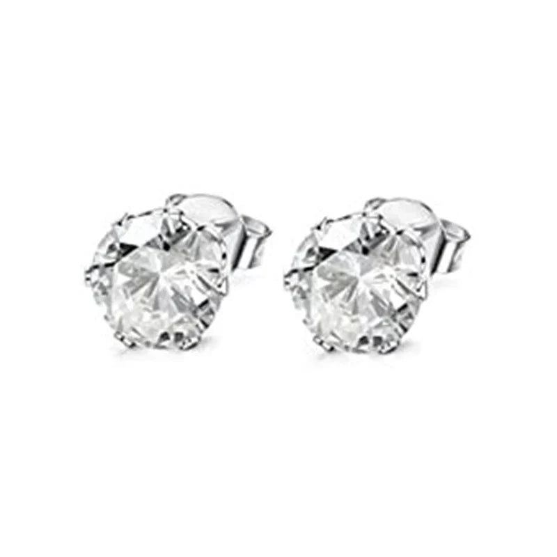 Huitan Minimalist Crystal Cubic Zirconia Stud Earrings | 6 Claws Unisex Fashion Jewelry