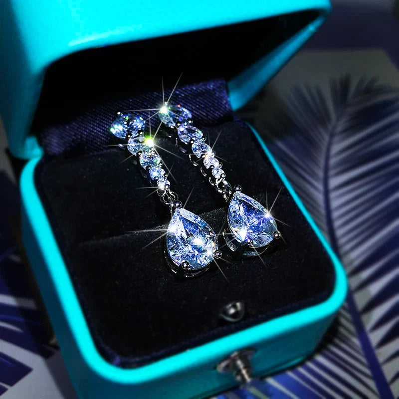 925 Sterling Silver Zircon Stud Earrings | Luxury Party Jewelry for Women