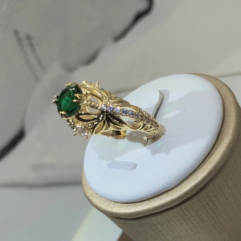 Vintage Emerald Cocktail Ring | 925 Sterling Silver