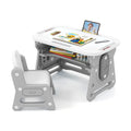 Height Adjustable Kids Table and Chair Set with Tiltable Whiteboard and Concave Shelf