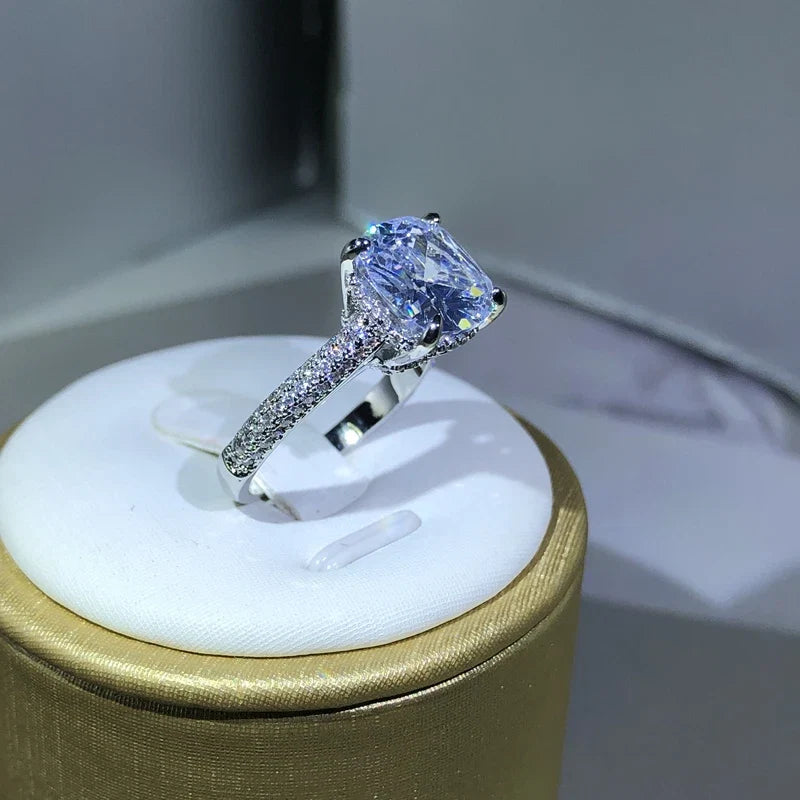 925 Silver Cubic Zirconia Square Ring | Women's Sterling Silver Wedding Jewelry