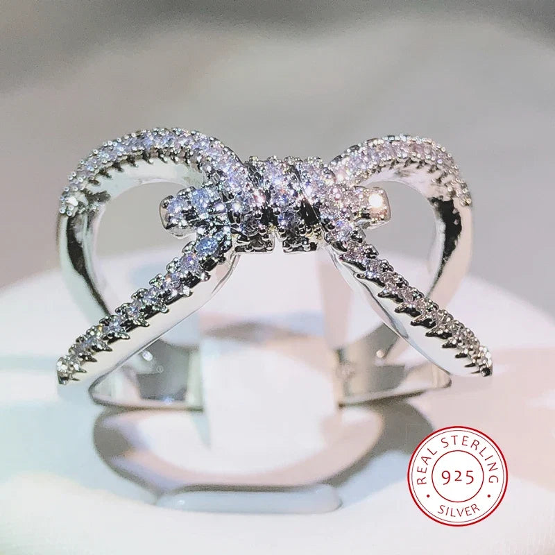 925 Sterling Silver Interwoven Figure 8 Ring | Geometric Cocktail Jewelry for Women