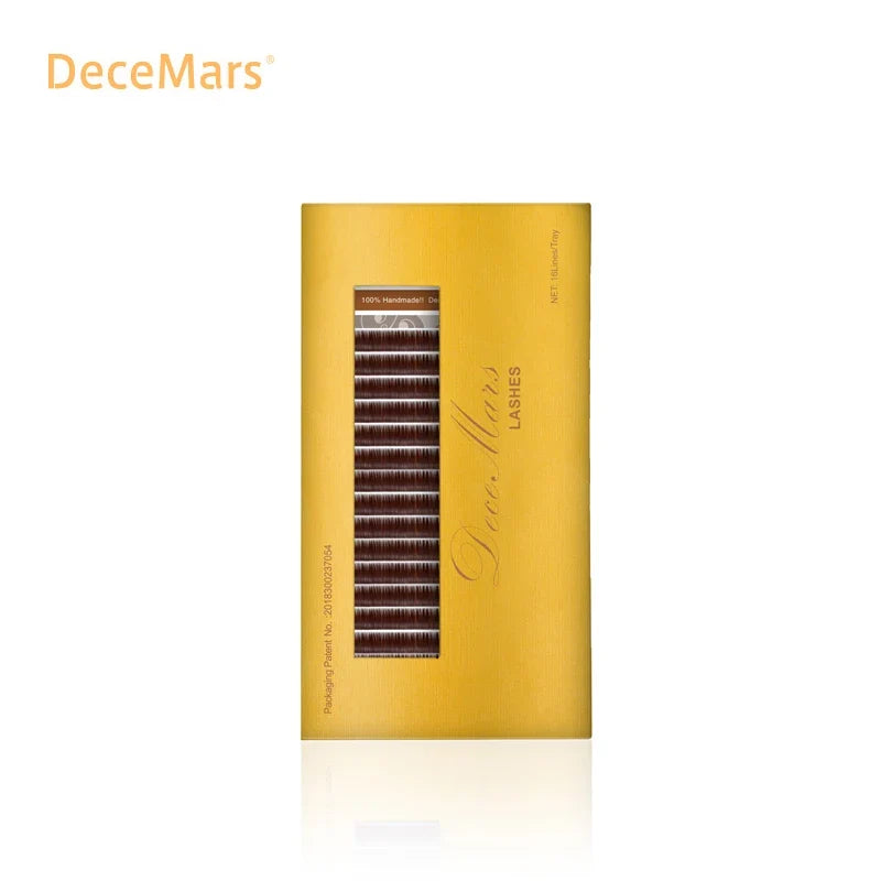 DeceMars Dark Brown Eyelash Extension JBCD Curl Mix Length | Auburn Individual Lashes for Salon