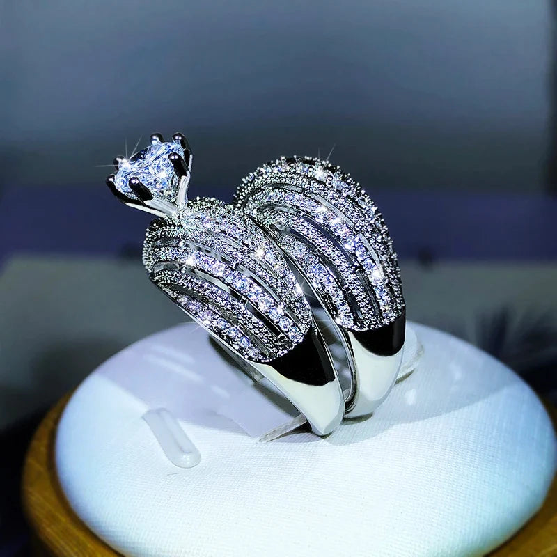 Luxury Double Set Ring | High-Grade Zircon Plated Real Gold for Men and Women