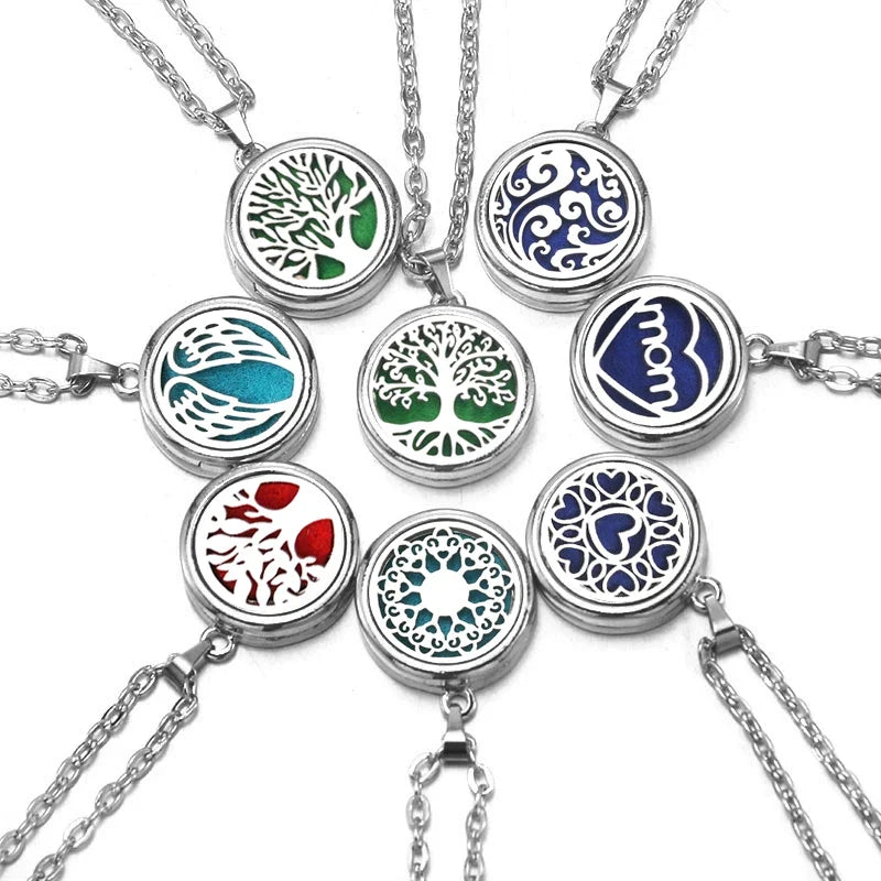 Heart-Shaped Aromatherapy Essential Oil Diffuser Necklace | Stainless Steel Dragonfly Perfume Locket