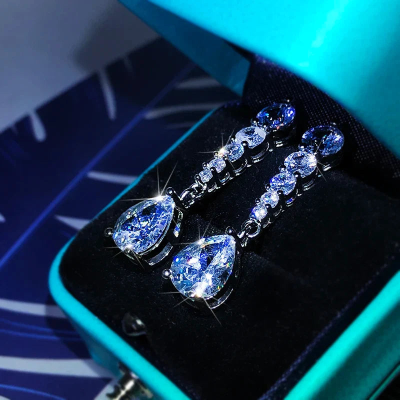 925 Sterling Silver Zircon Stud Earrings | Luxury Party Jewelry for Women