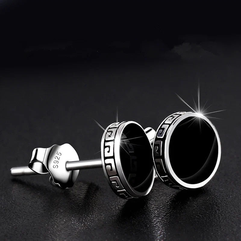 Andara Personalized 925 Sterling Silver Stud Earrings | Men's Street Punk Hip-Hop Jewelry