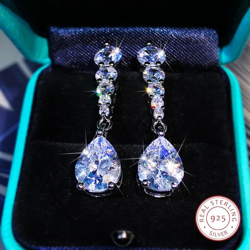 925 Sterling Silver Zircon Stud Earrings | Luxury Party Jewelry for Women