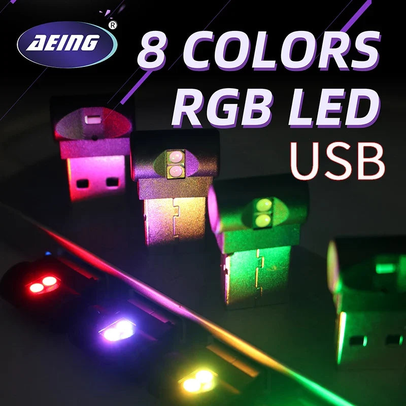Mini USB LED Car Interior Atmosphere Light | RGB Decorative Lamp for Auto