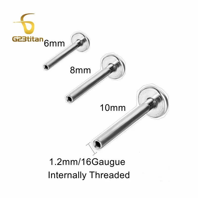 Labret Lip Stud 16G | Titanium CZ Piercing Jewelry for Sensitive Skin