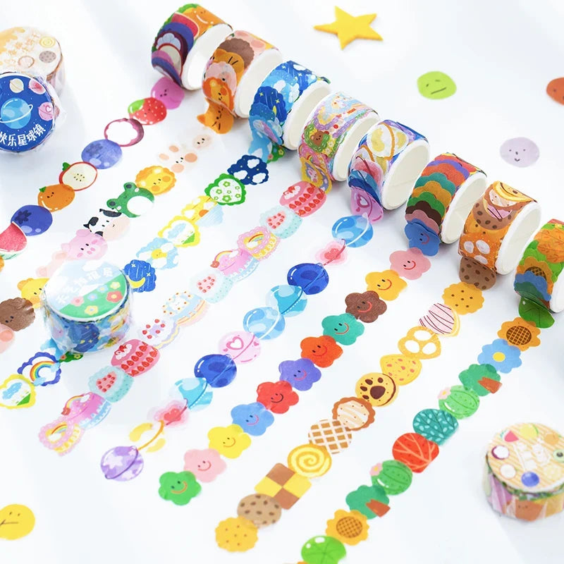 Kawaii Cartoon Washi Tape Stickers | 100pcs Roll Decorative Adhesive Masking Tape for Scrapbooking and DIY Stationery