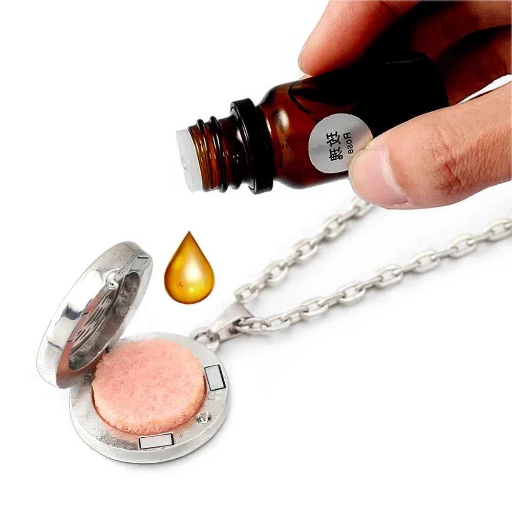 Heart-Shaped Aromatherapy Essential Oil Diffuser Necklace | Stainless Steel Dragonfly Perfume Locket