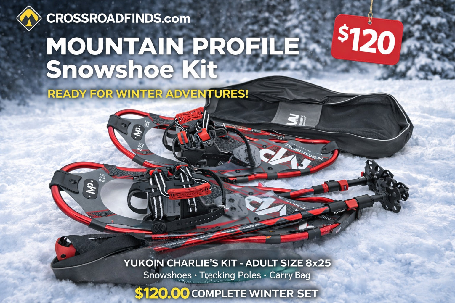 Yukon Carlie's Mountain Profile Snowshoe Kit (Red Edition)