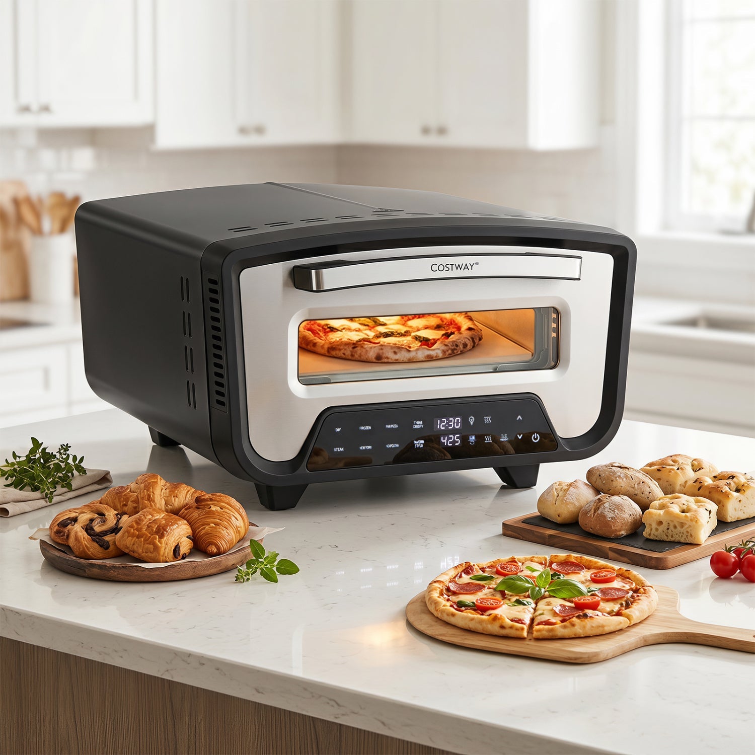 Electric Pizza Oven for 12" Pizzas with 8 Presets