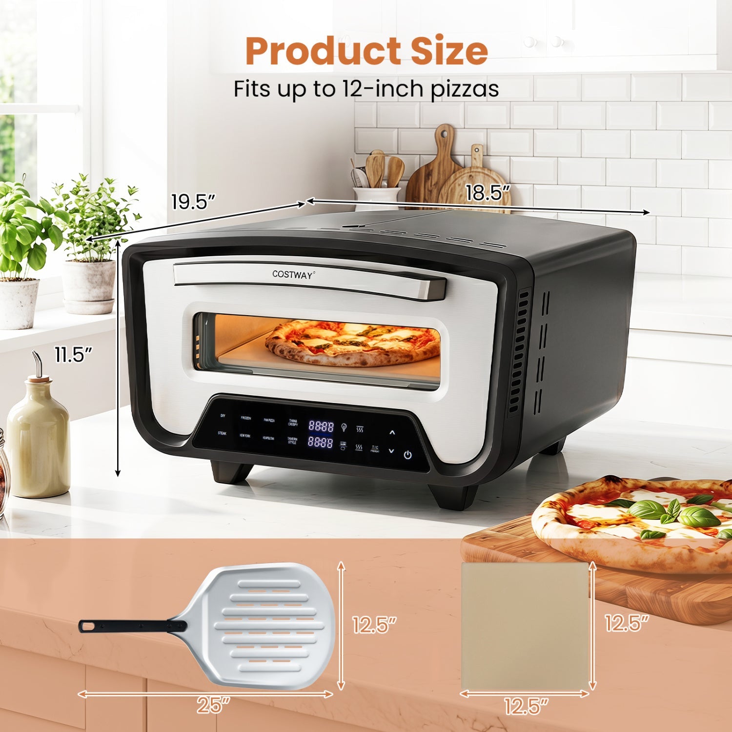 Electric Pizza Oven for 12" Pizzas with 8 Presets