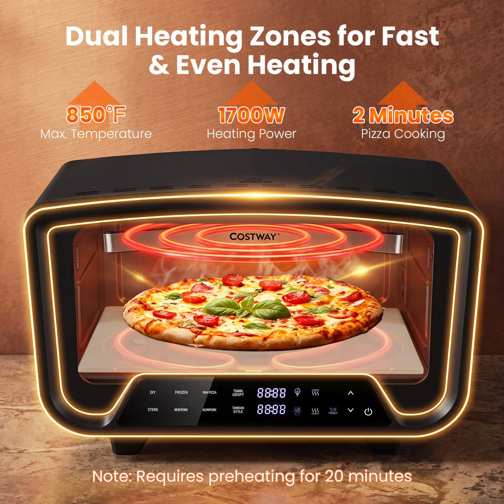 Electric Pizza Oven for 12" Pizzas with 8 Presets