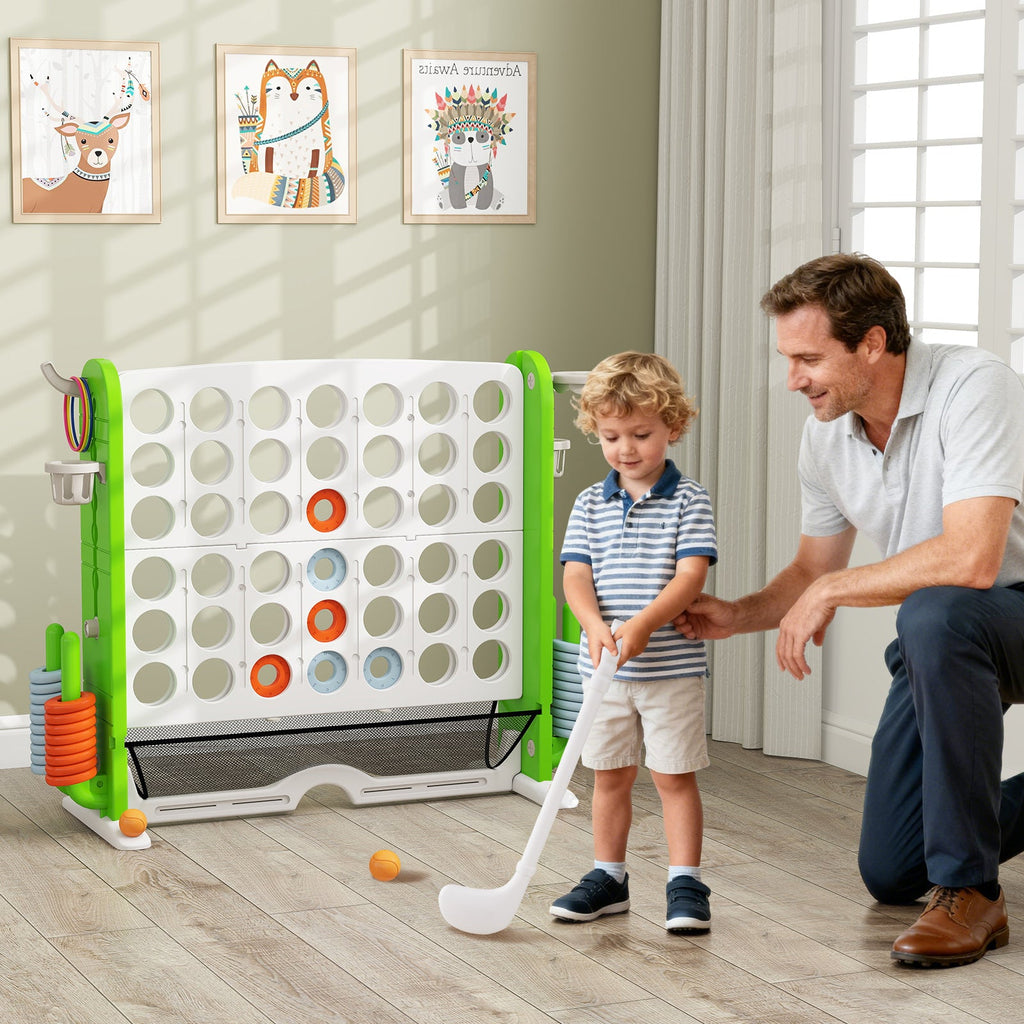Jumbo 4-to-Score Game with Ring-toss and Basketball Hoop